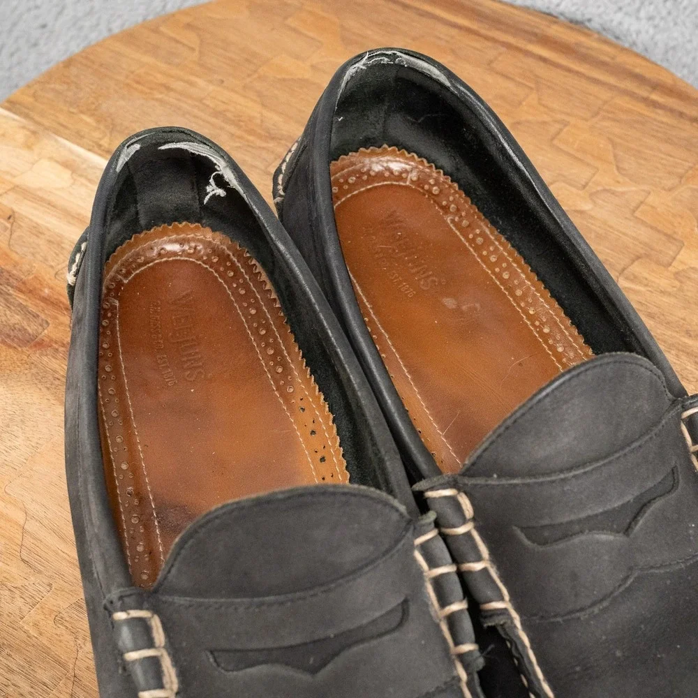 G.H. Bass Weejuns Waldo Penny Loafers  Black Suede Leather Men's Shoes Sz 11.5 D